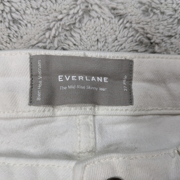 Everlane Jeans Women's 27 White The Mid Rise Skinny Lean Ankle Cotton Blend - Picture 7 of 10